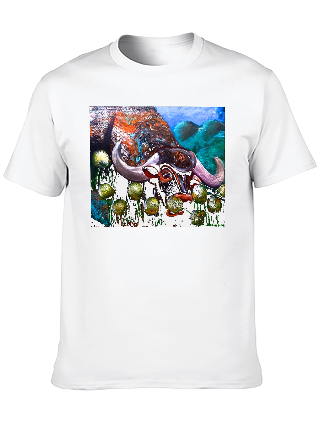 Bull Painting Graphic Print Black Tee