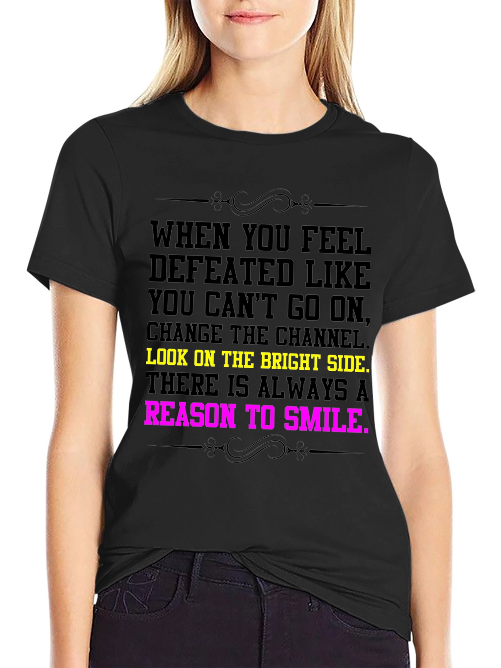 Motivational Quote Tee - Bright Side & Smile T-Shirt