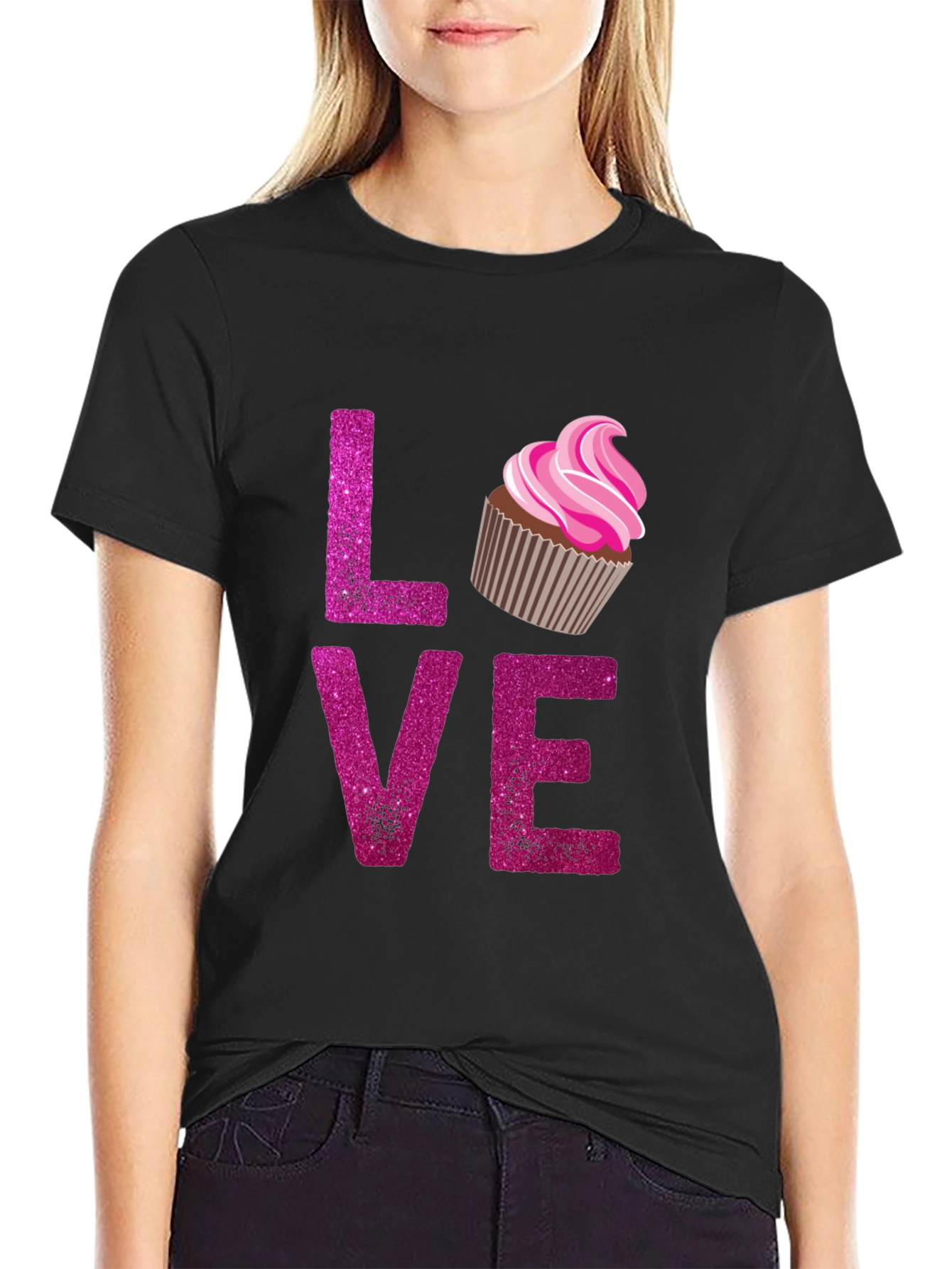 Love Cupcake Graphic Tee - Black