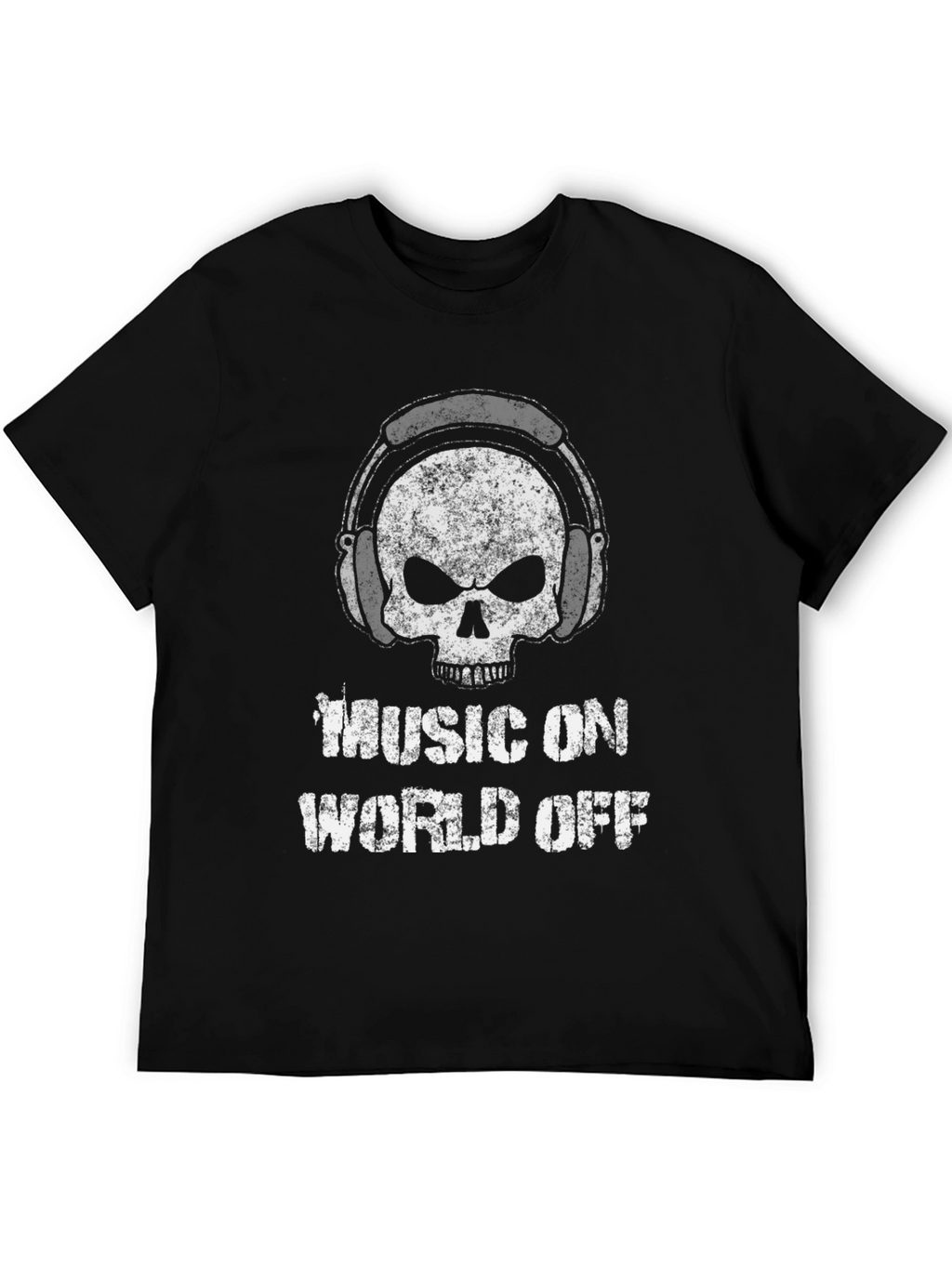 Music On World Off Skull Graphic T-Shirt