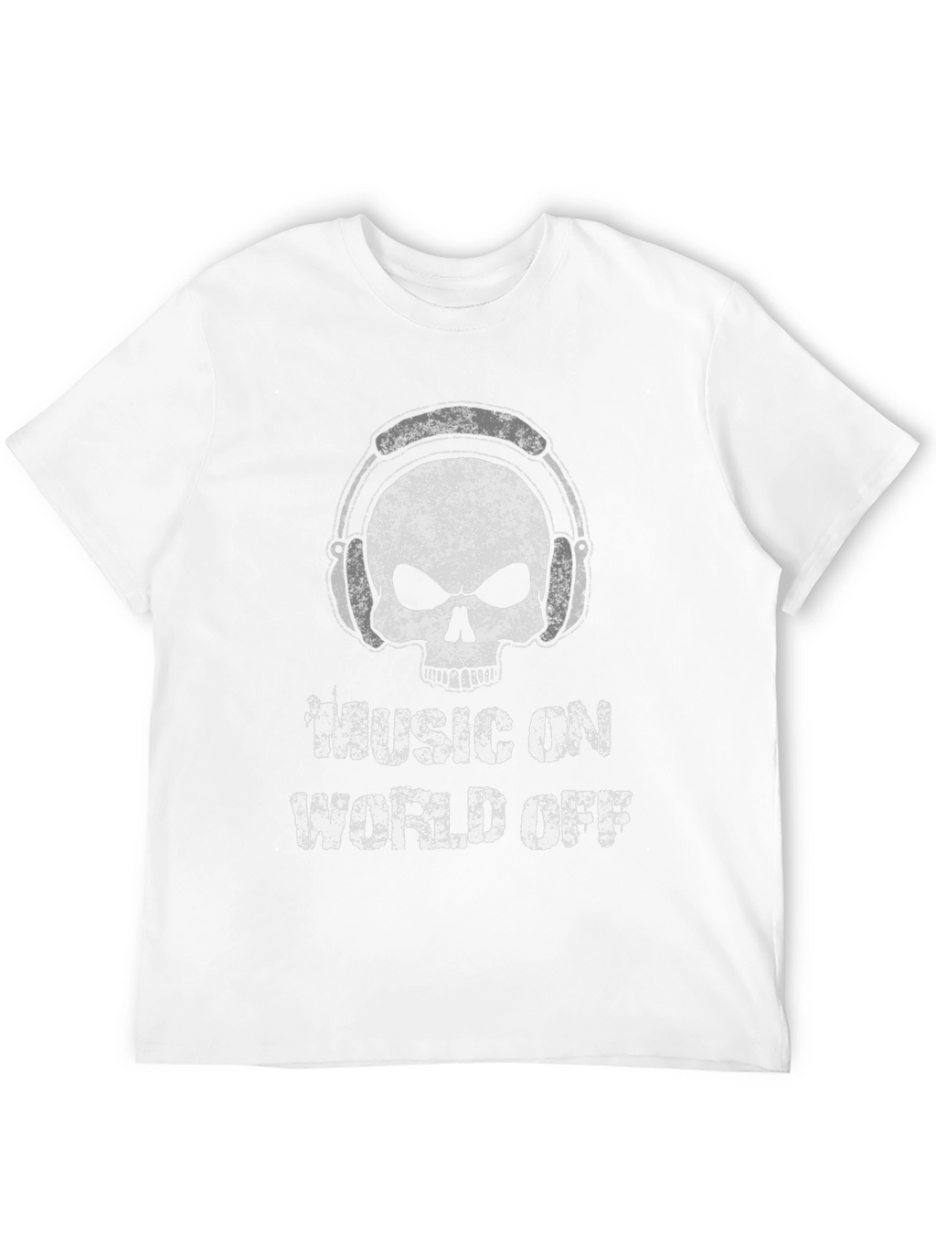 Music On World Off Skull Graphic T-Shirt