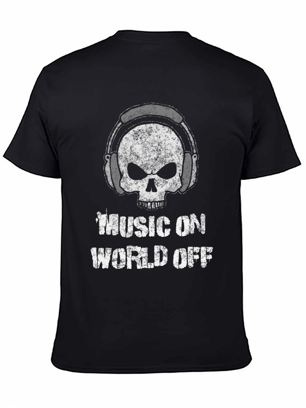 Music On World Off Skull Graphic T-Shirt