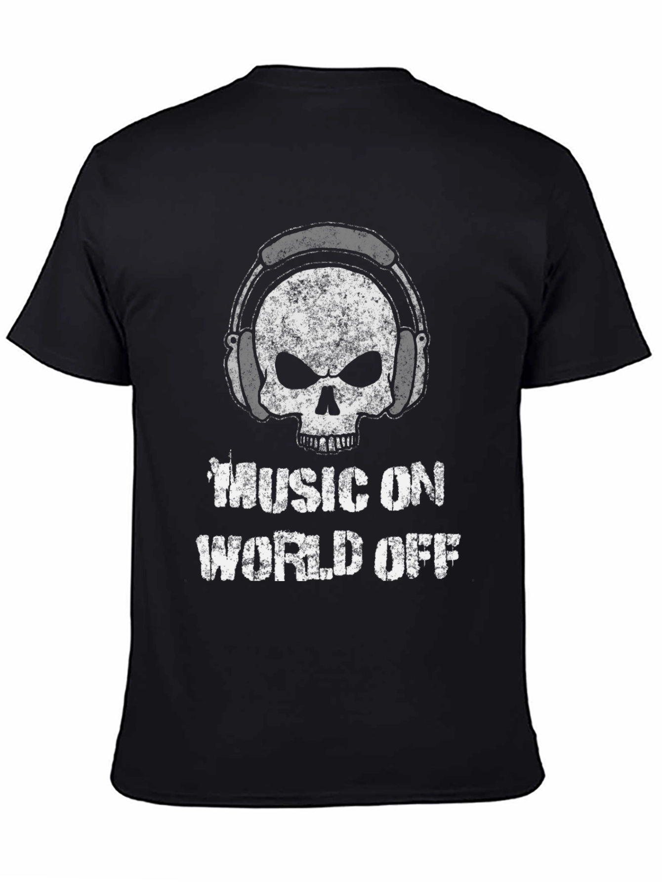 Music On World Off Skull Graphic T-Shirt