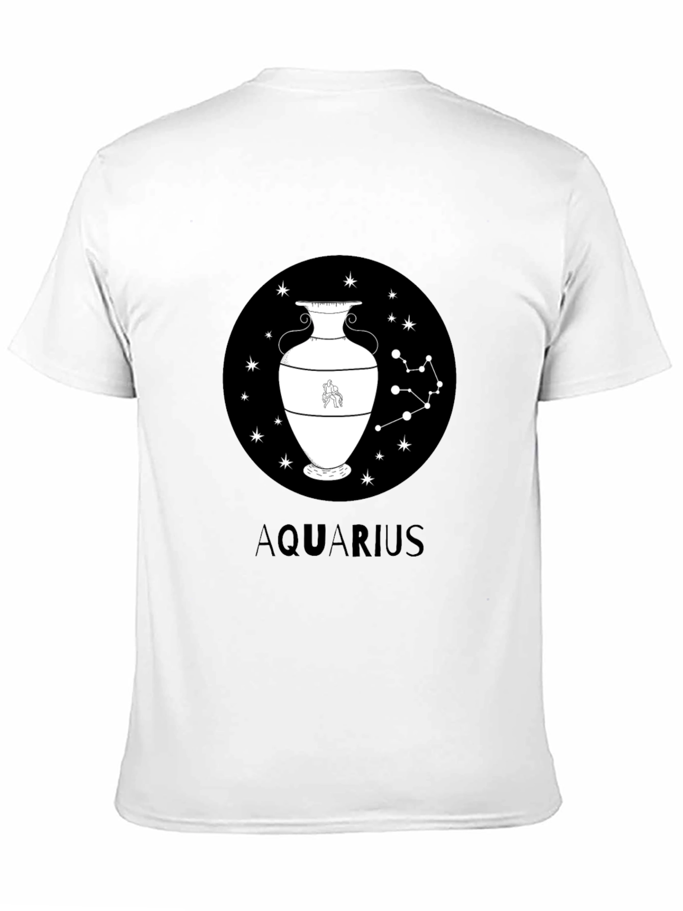 Aquarius Zodiac Graphic Black T-Shirt