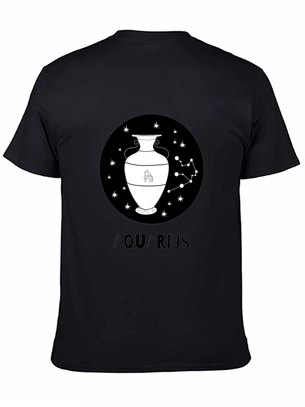 Aquarius Zodiac Graphic Black T-Shirt