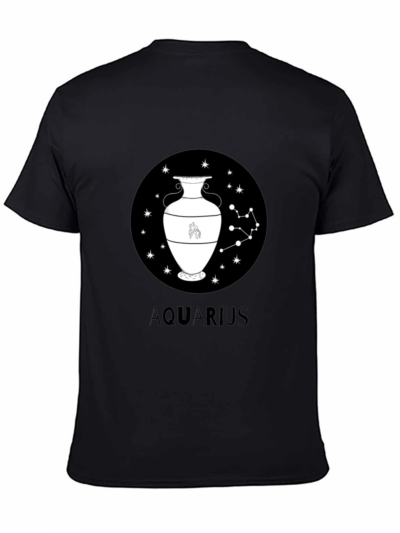 Aquarius Zodiac Graphic Black T-Shirt