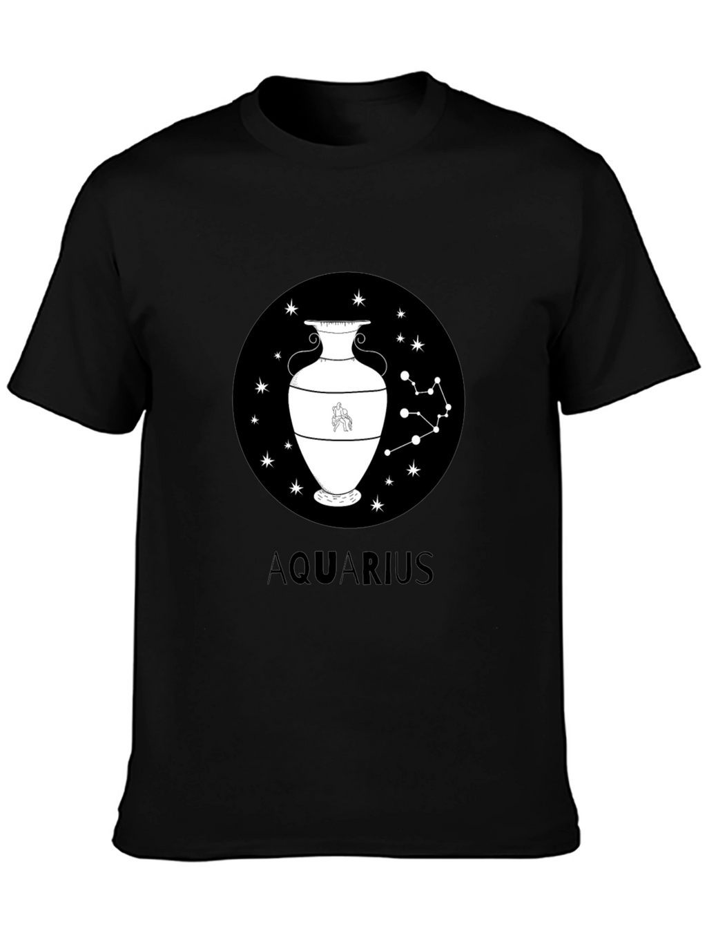 Aquarius Zodiac Graphic Black T-Shirt