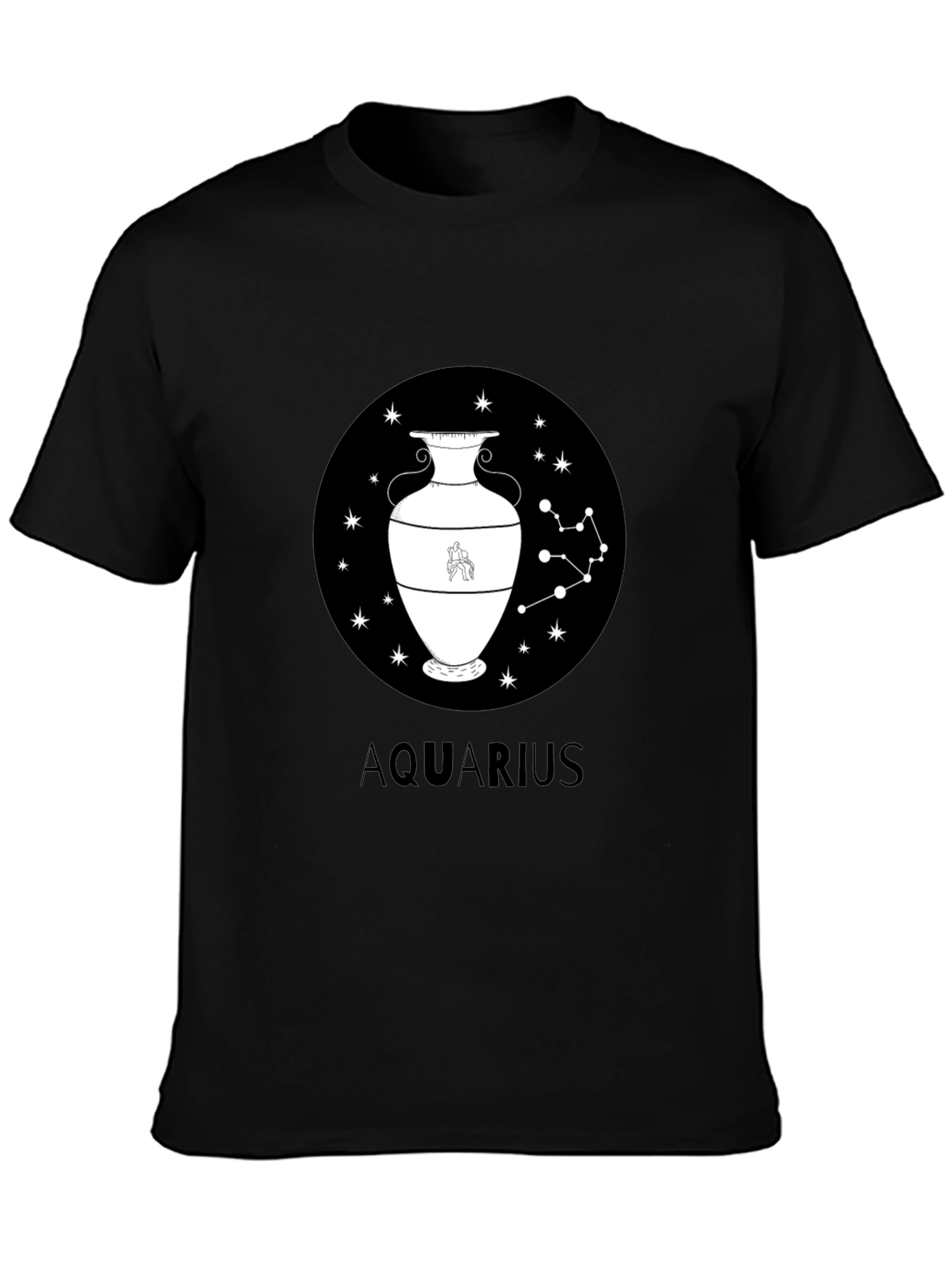 Aquarius Zodiac Graphic Black T-Shirt