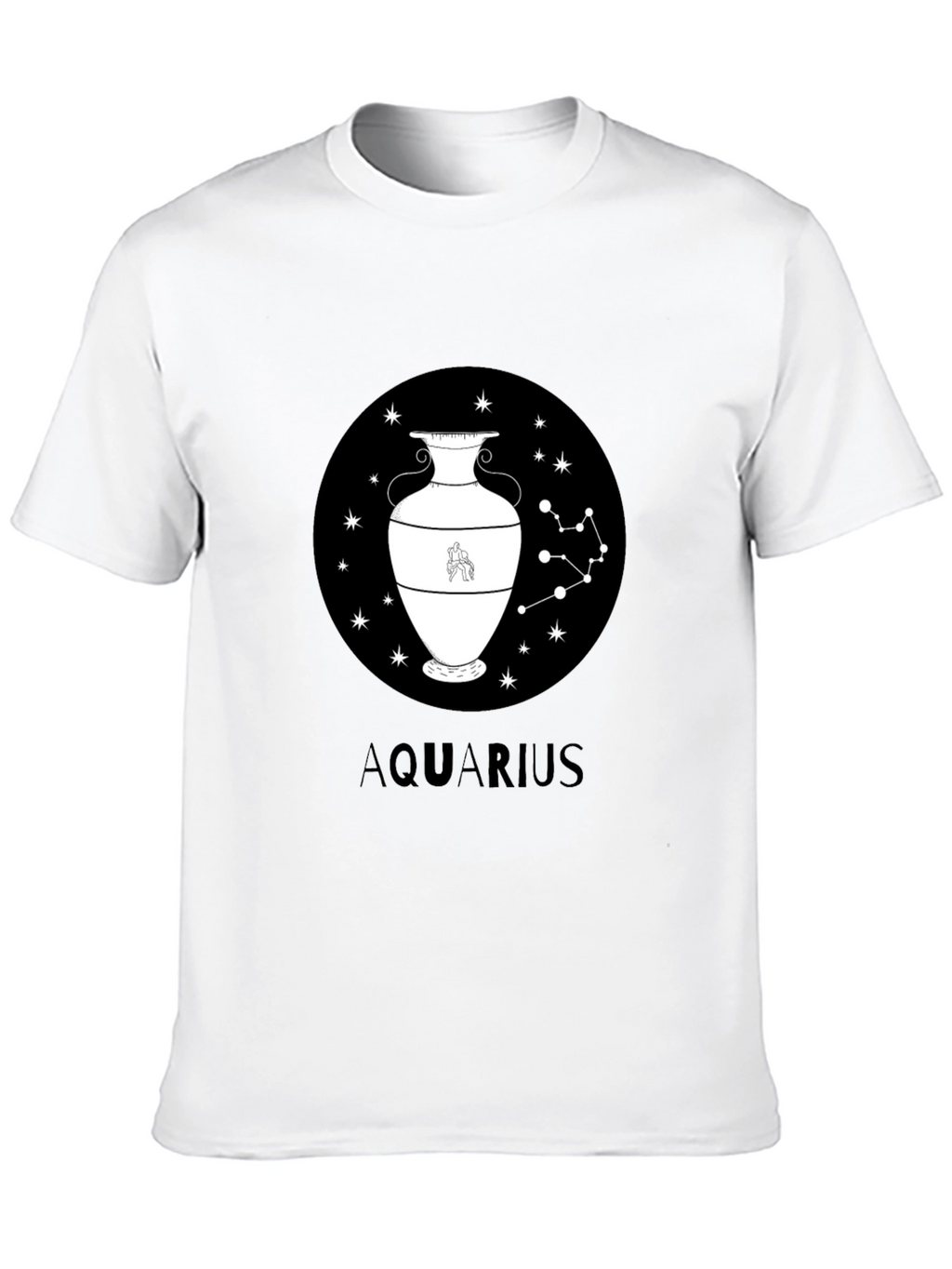 Aquarius Zodiac Graphic Black T-Shirt