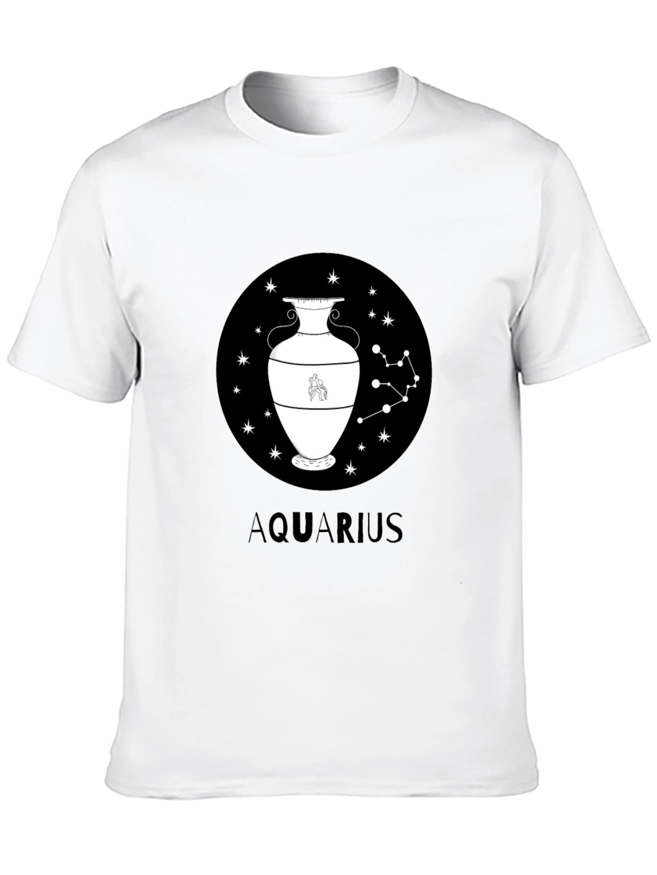 Aquarius Zodiac Graphic Black T-Shirt