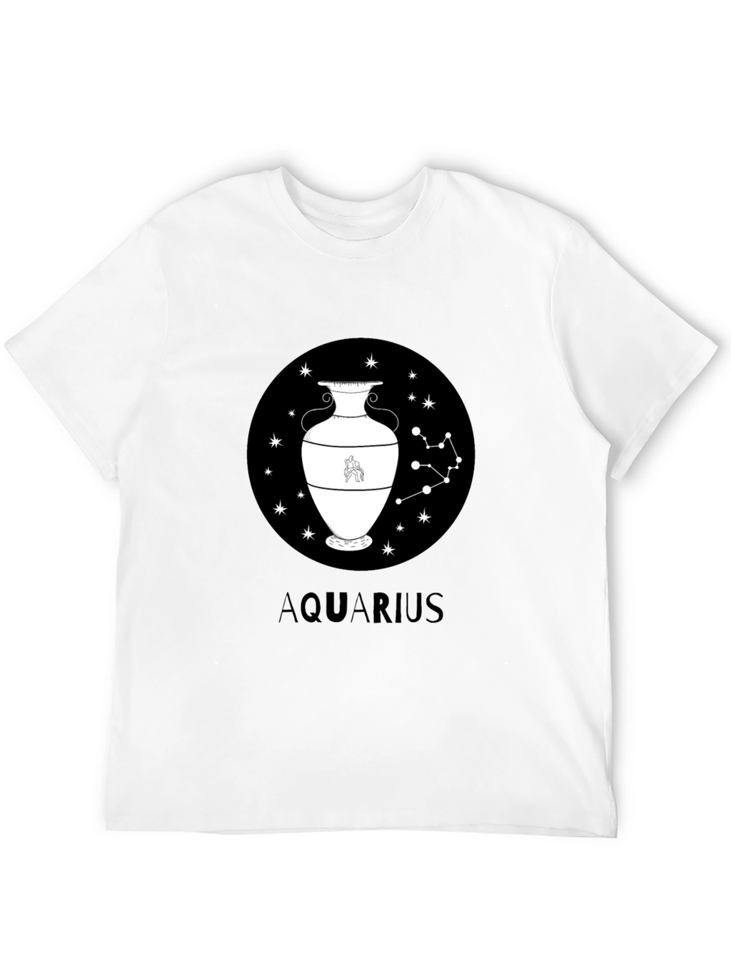 Aquarius Zodiac Graphic Black T-Shirt