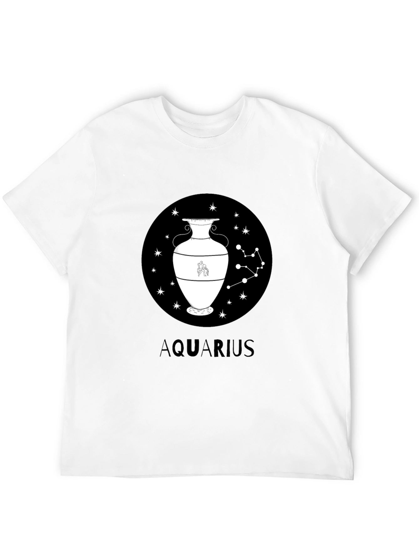 Aquarius Zodiac Graphic Black T-Shirt