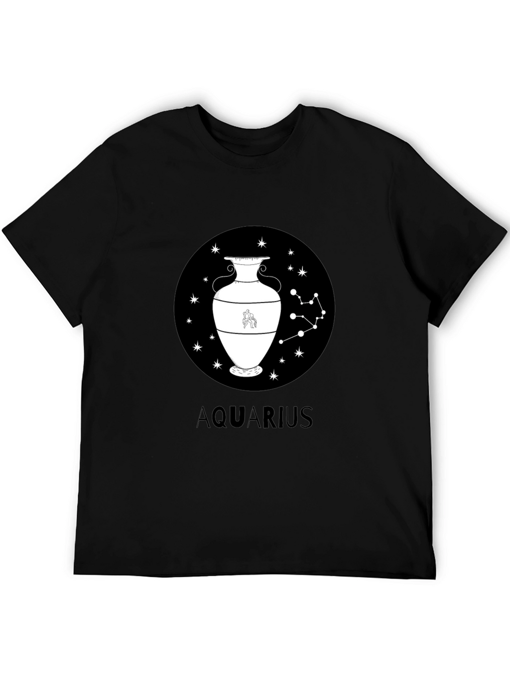 Aquarius Zodiac Graphic Black T-Shirt