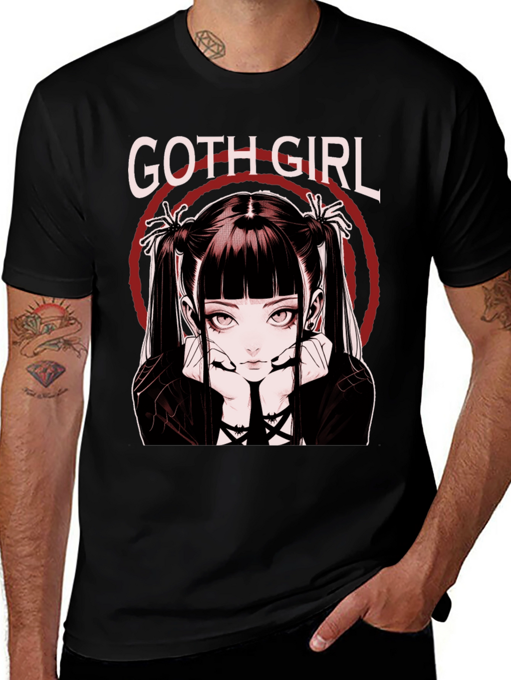 Goth Girl Graphic Tee - Anime Style