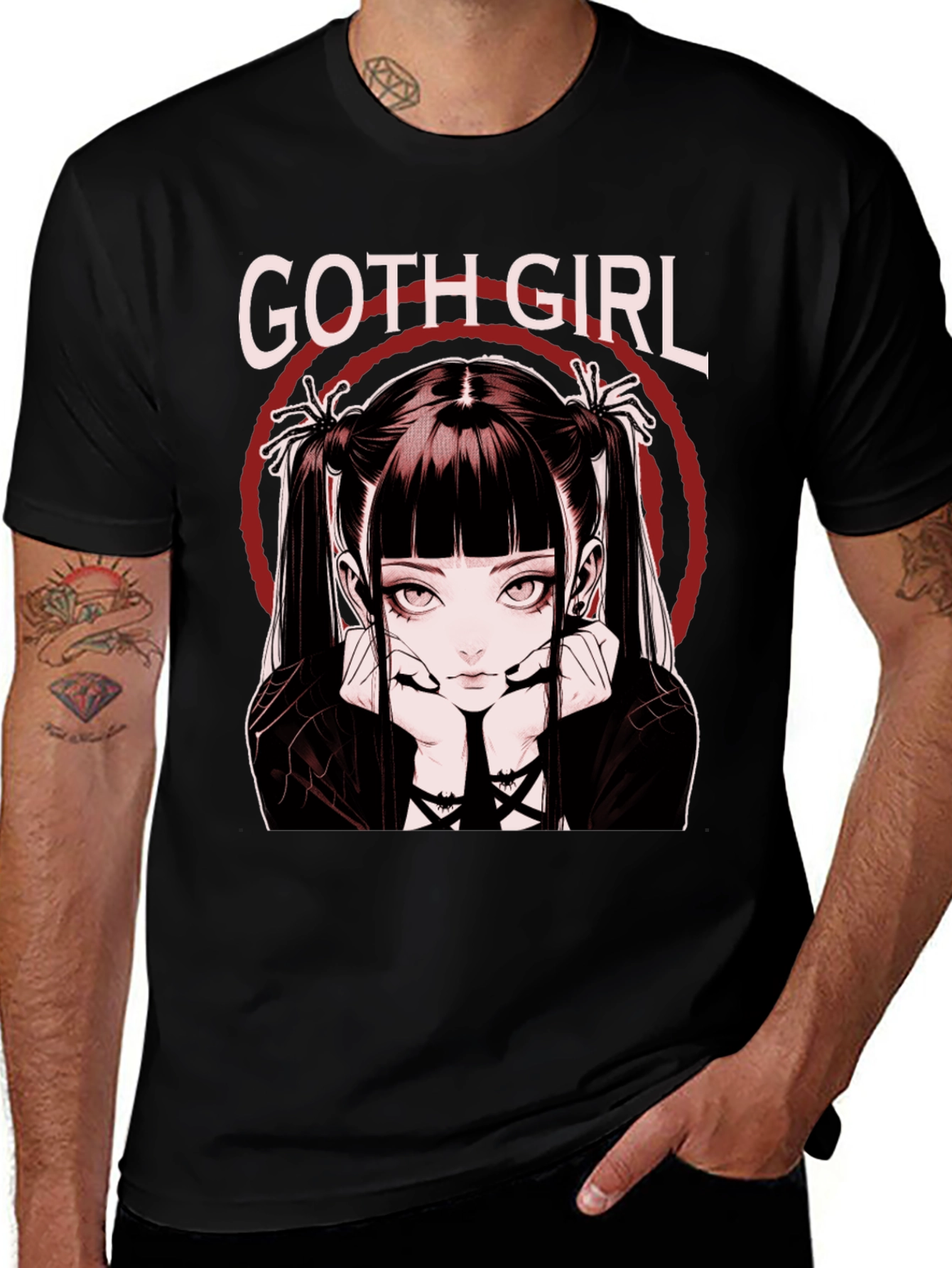 Goth Girl Graphic Tee - Anime Style