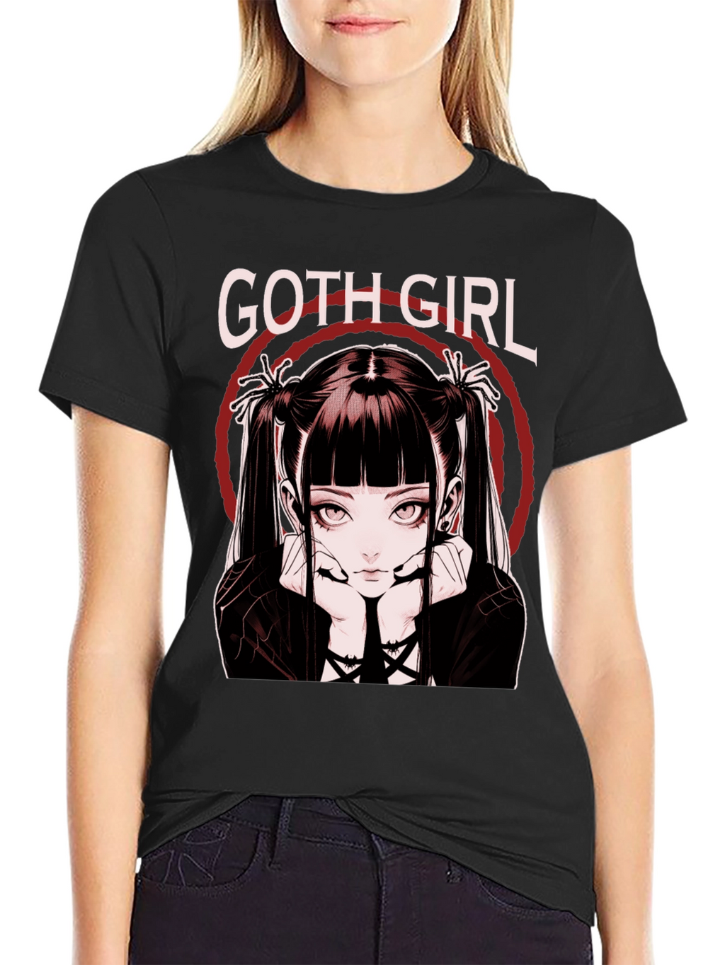 Goth Girl Graphic Tee - Anime Style