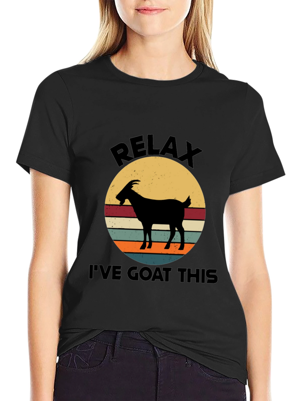 Relax Ive Goat This Black Graphic Tee