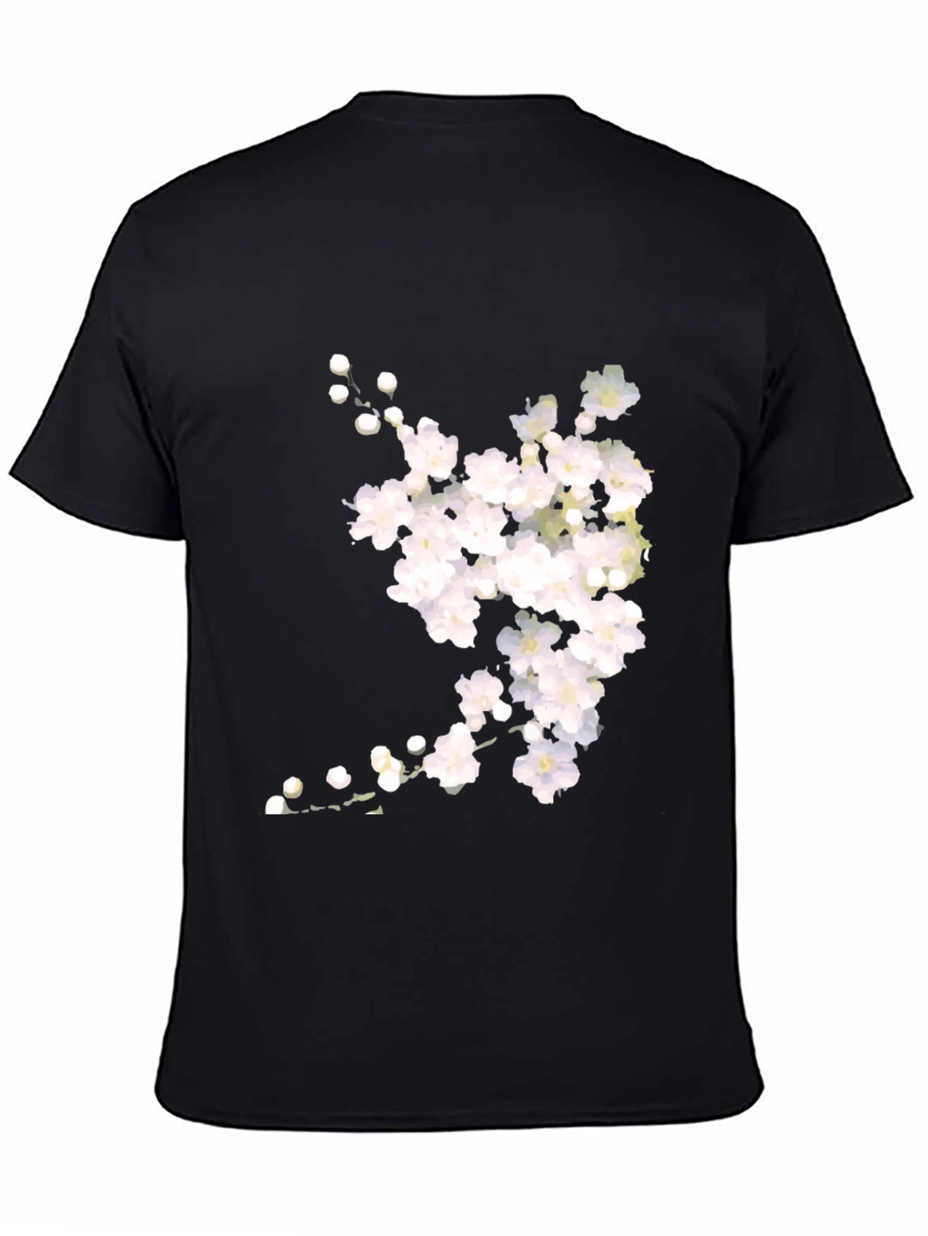 Floral Print Black Crew Neck T-Shirt