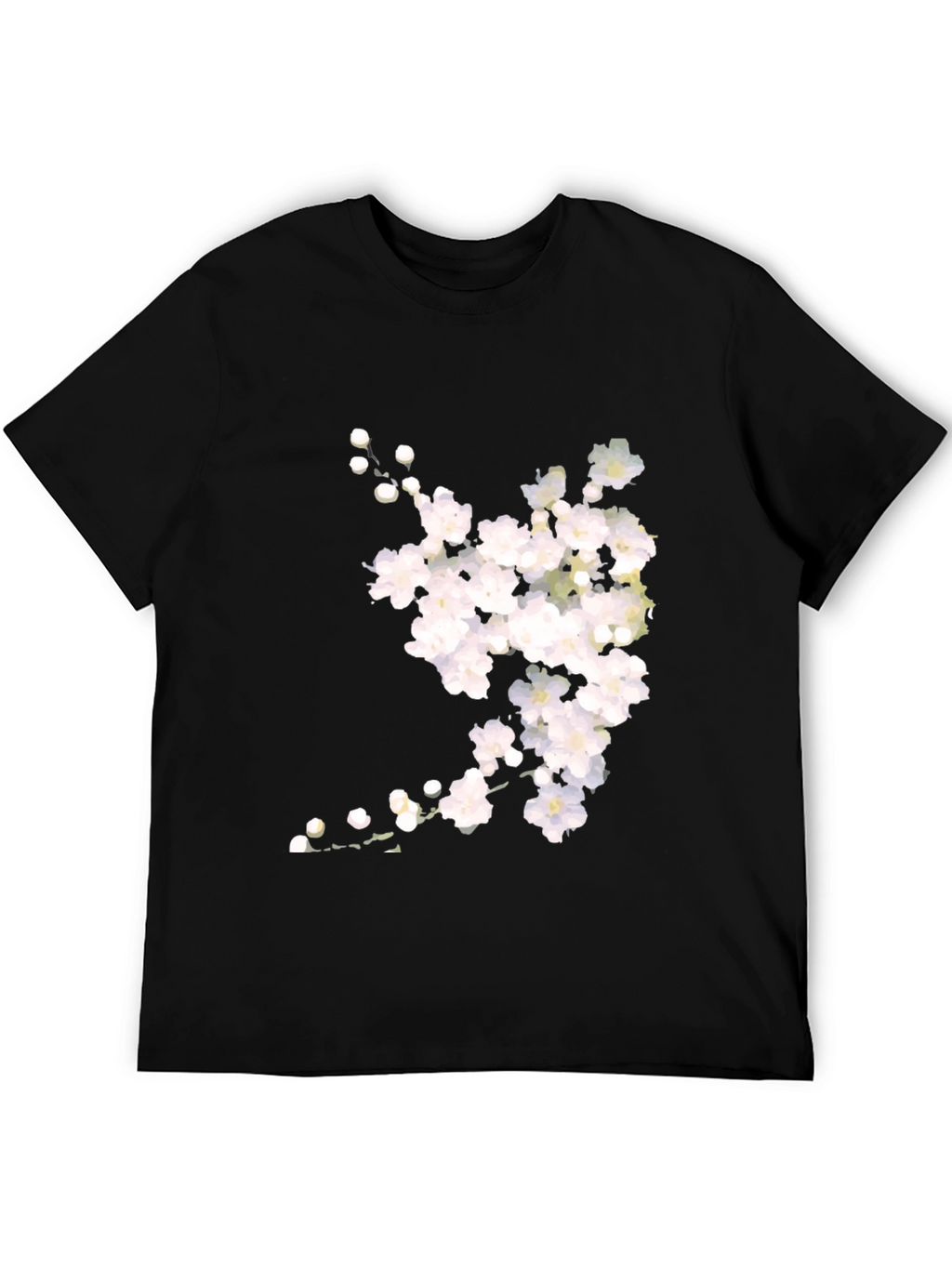 Floral Print Black Crew Neck T-Shirt