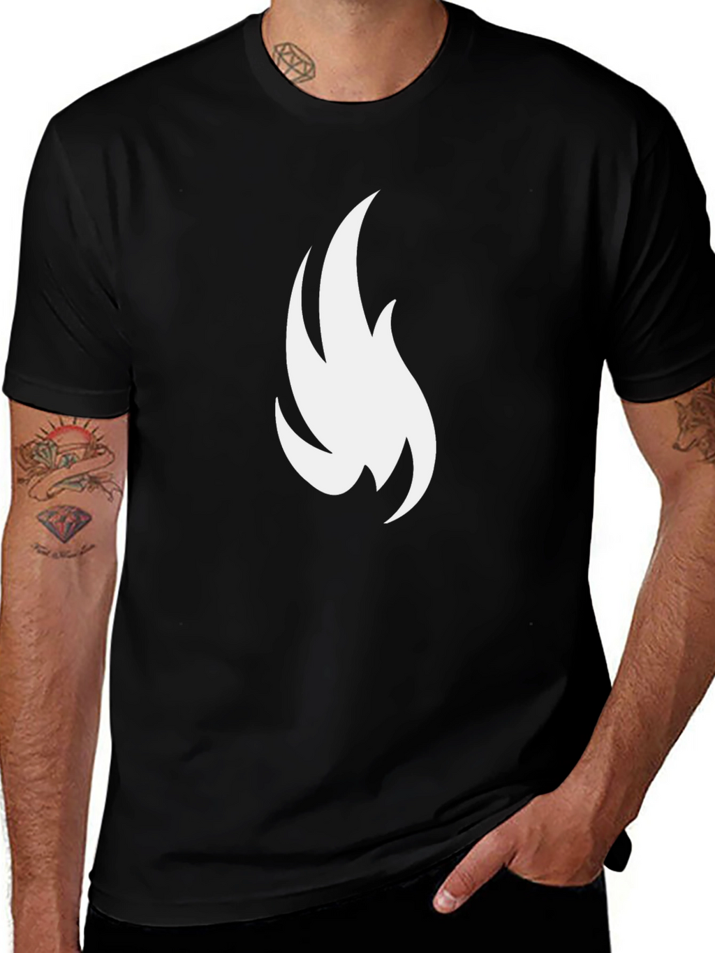 Flame Graphic T-Shirt - Black Cotton Tee