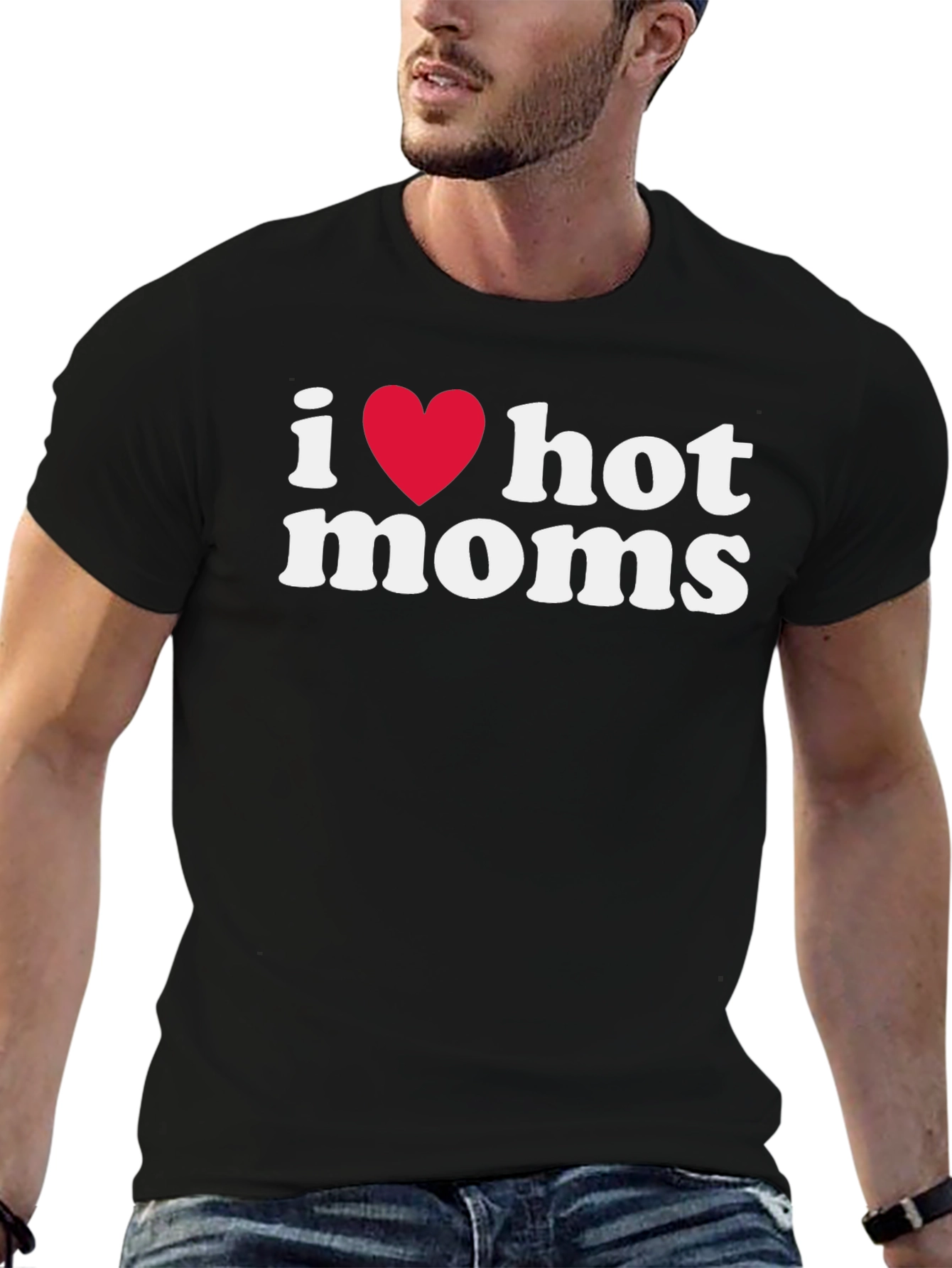 I Heart Hot Moms Graphic Tee - Black