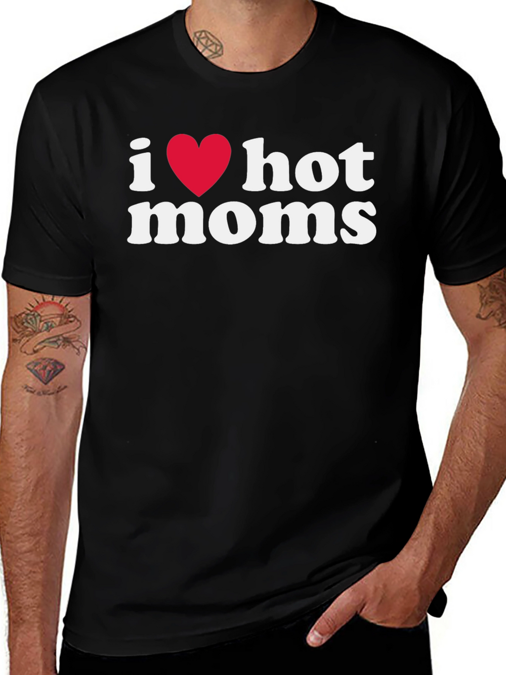 I Heart Hot Moms Graphic Tee - Black