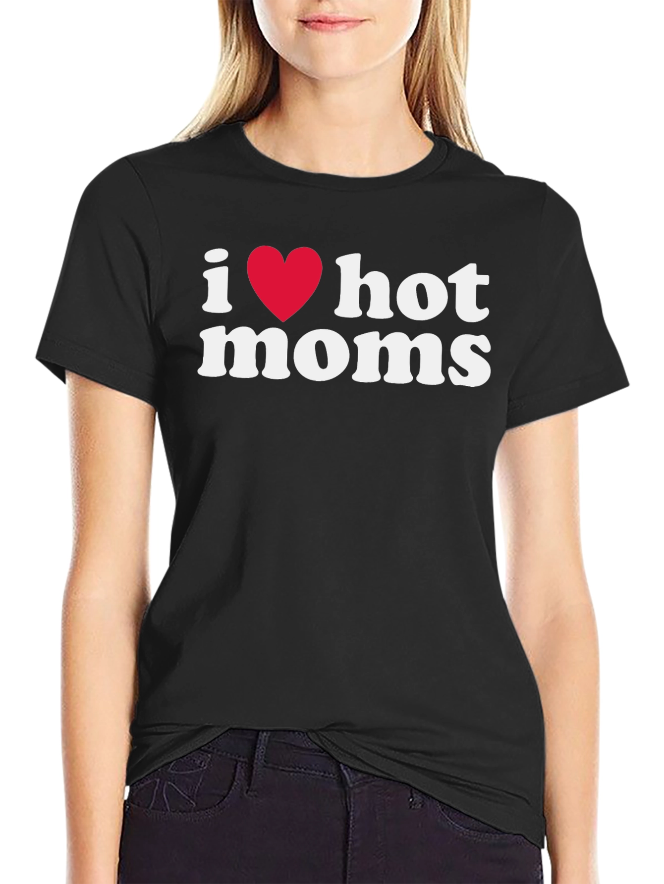 I Heart Hot Moms Graphic Tee - Black