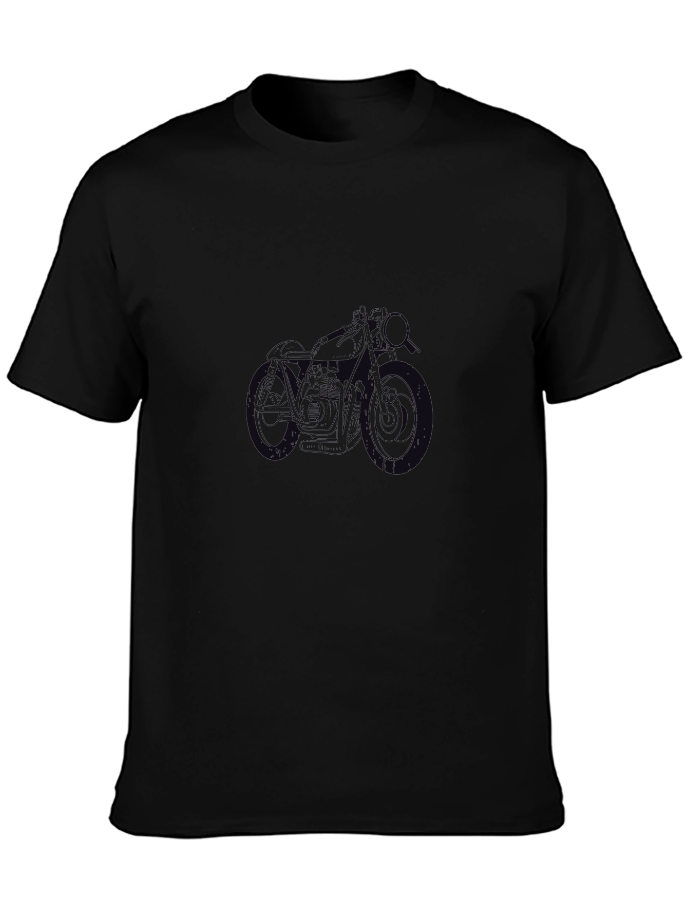 Mens Black T-Shirt with Motorcycle Graphic