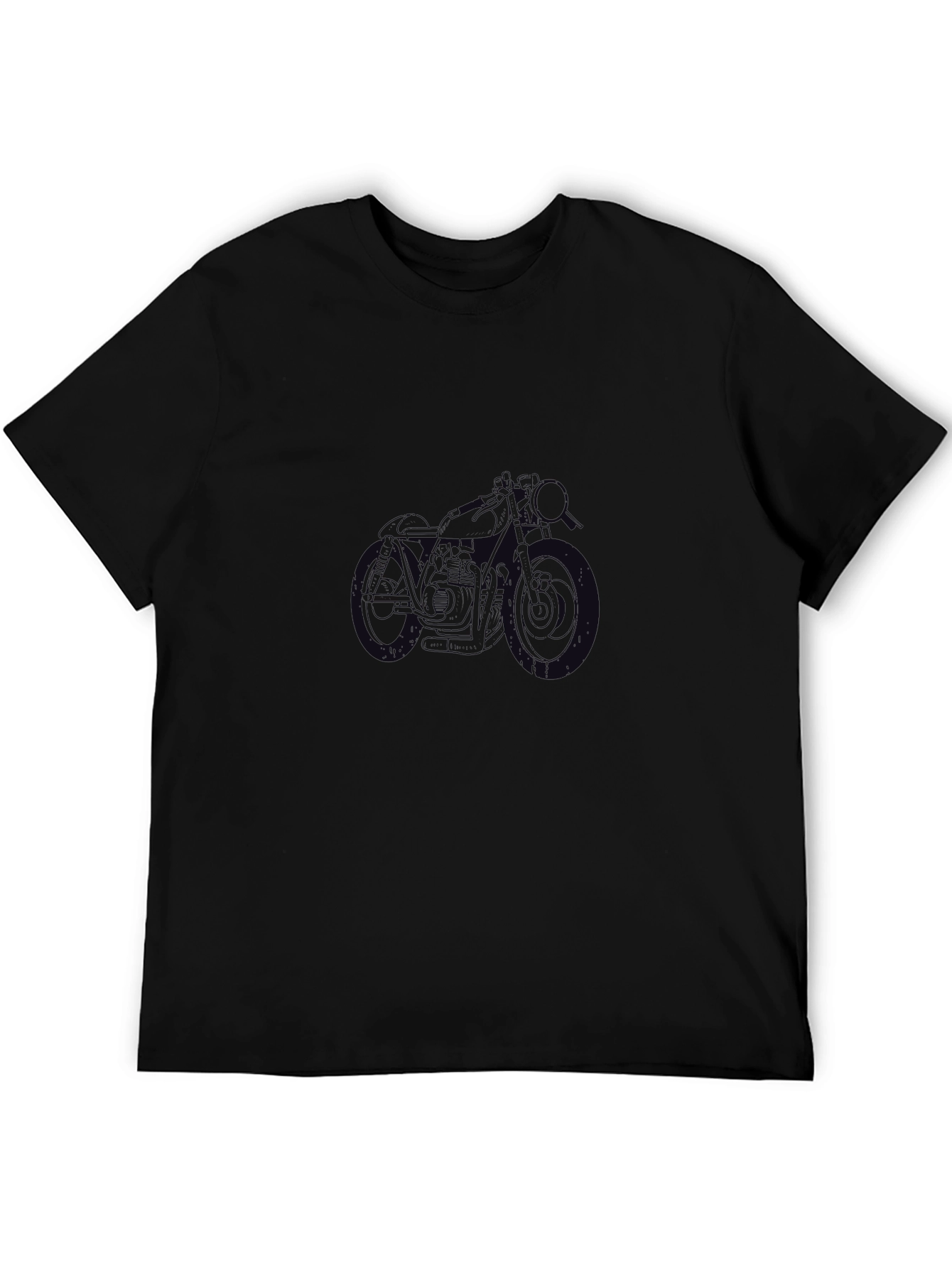 Mens Black T-Shirt with Motorcycle Graphic