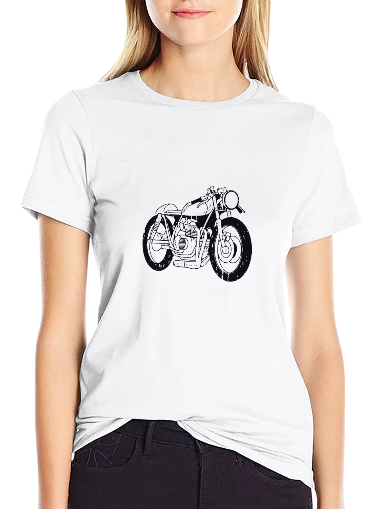 Mens Black T-Shirt with Motorcycle Graphic