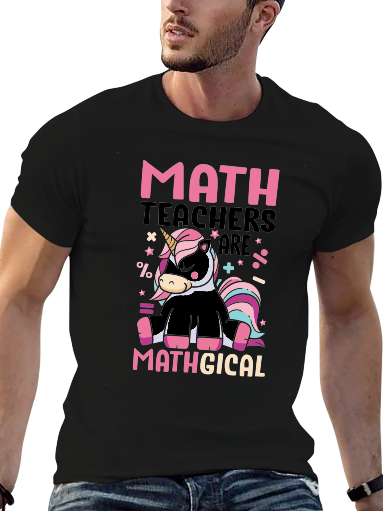 Math Teacher Unicorn Graphic T-Shirt