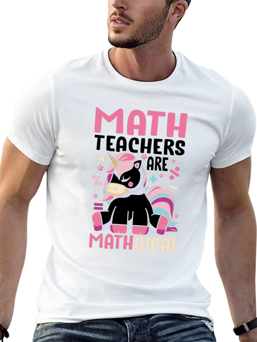 Math Teacher Unicorn Graphic T-Shirt