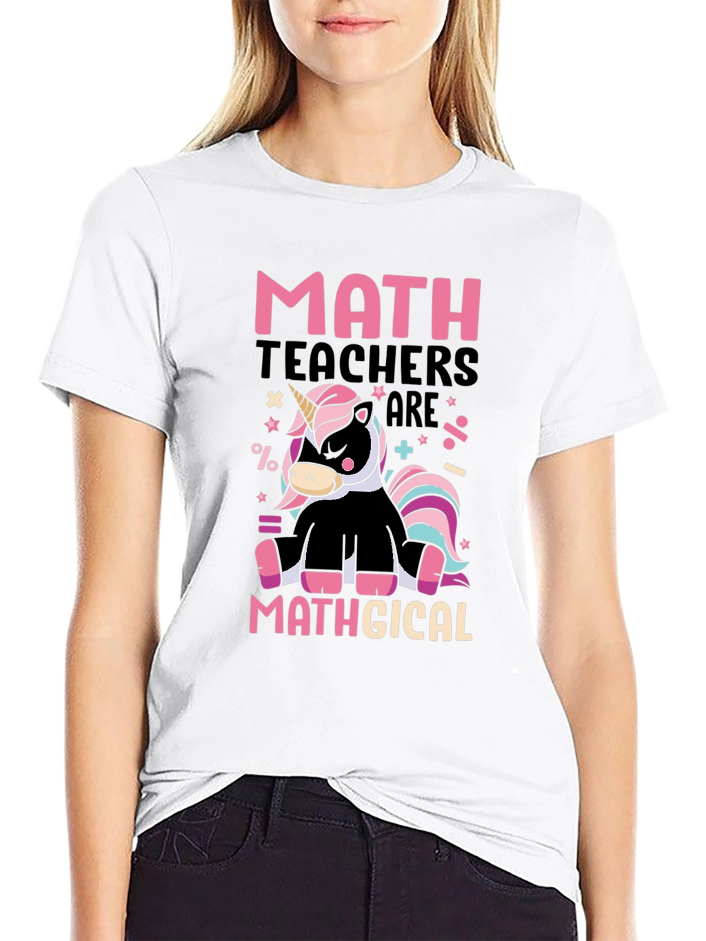 Math Teacher Unicorn Graphic T-Shirt