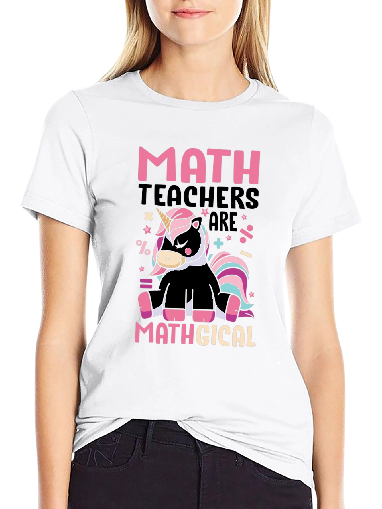 Math Teacher Unicorn Graphic T-Shirt