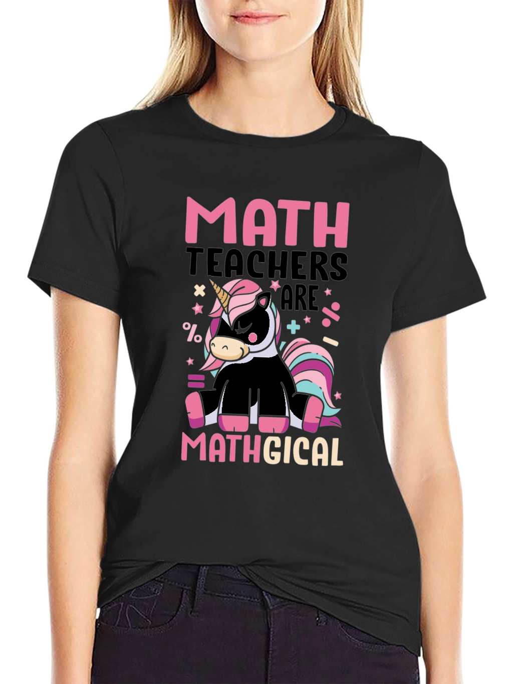 Math Teacher Unicorn Graphic T-Shirt