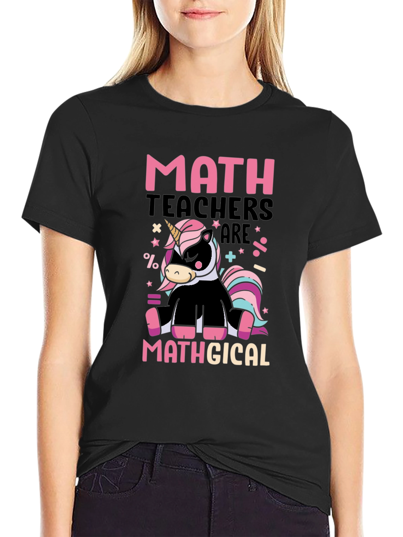 Math Teacher Unicorn Graphic T-Shirt
