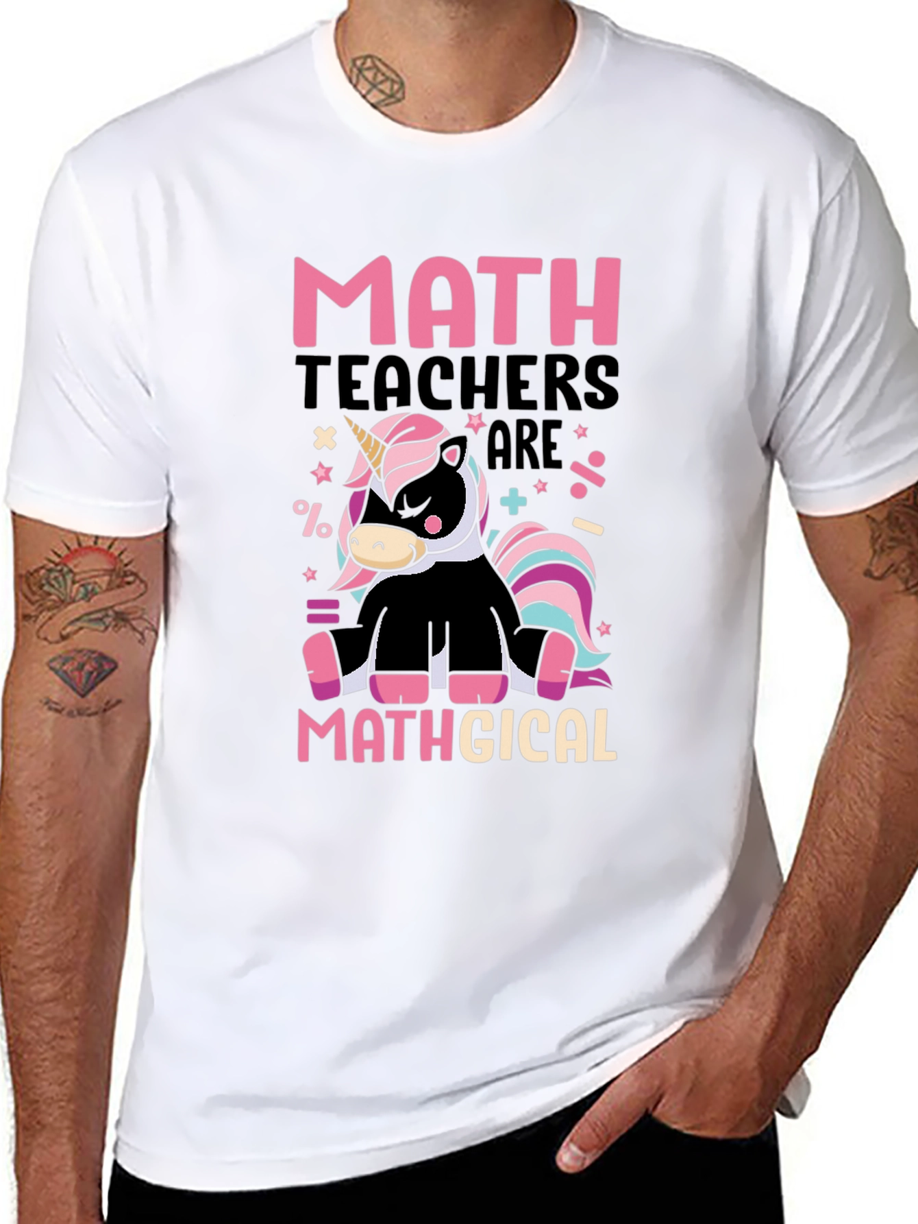 Math Teacher Unicorn Graphic T-Shirt