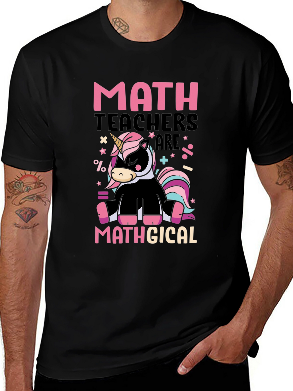 Math Teacher Unicorn Graphic T-Shirt