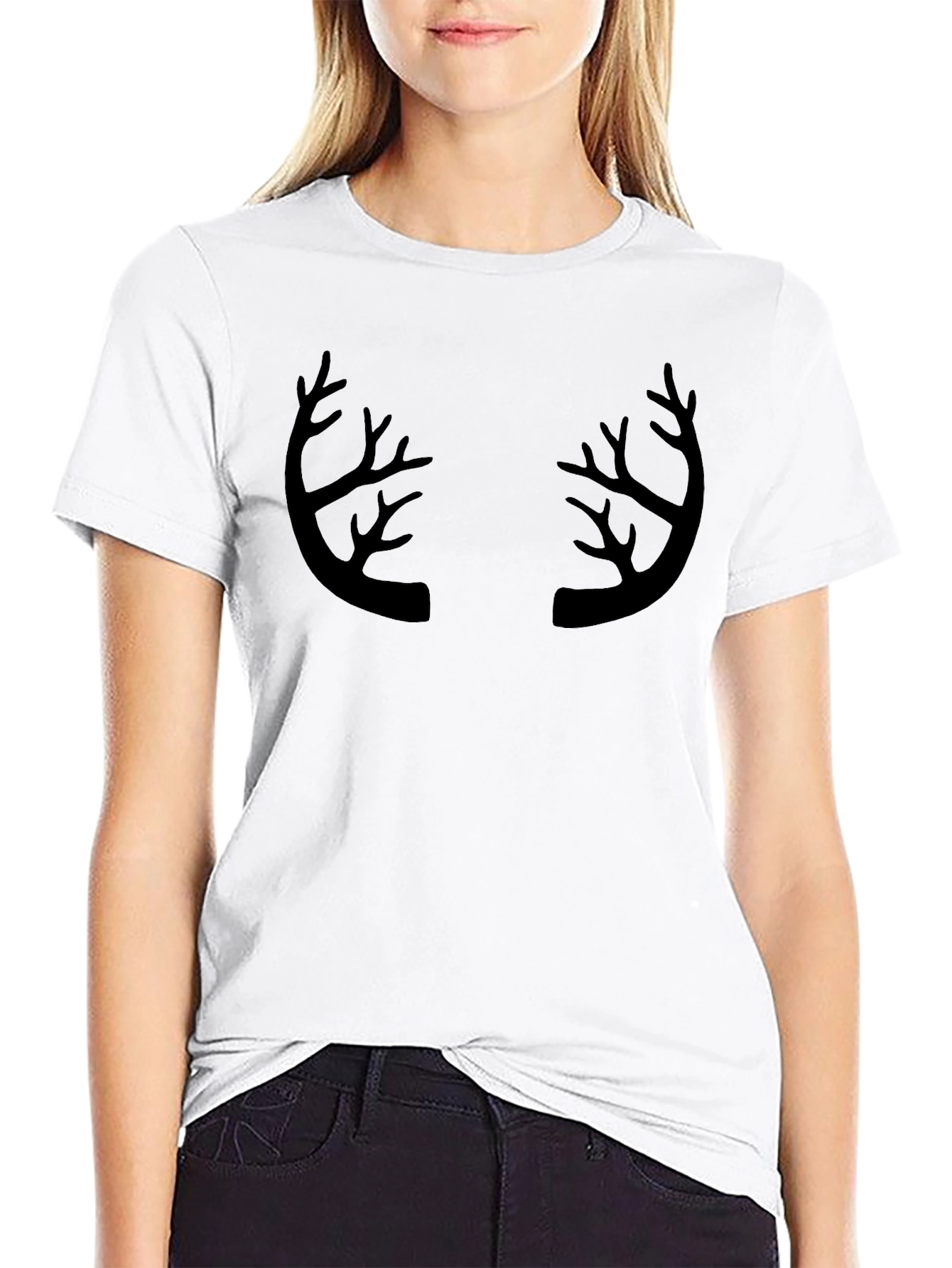 Antler Graphic Print Crew Neck T-Shirt