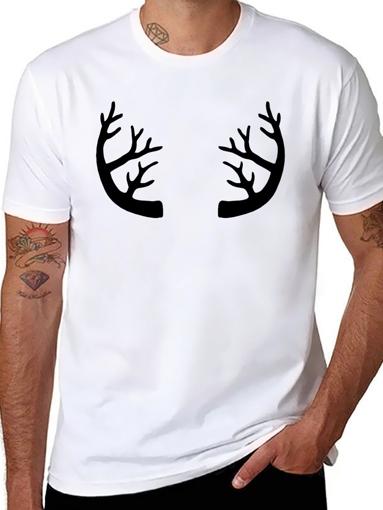 Antler Graphic Print Crew Neck T-Shirt