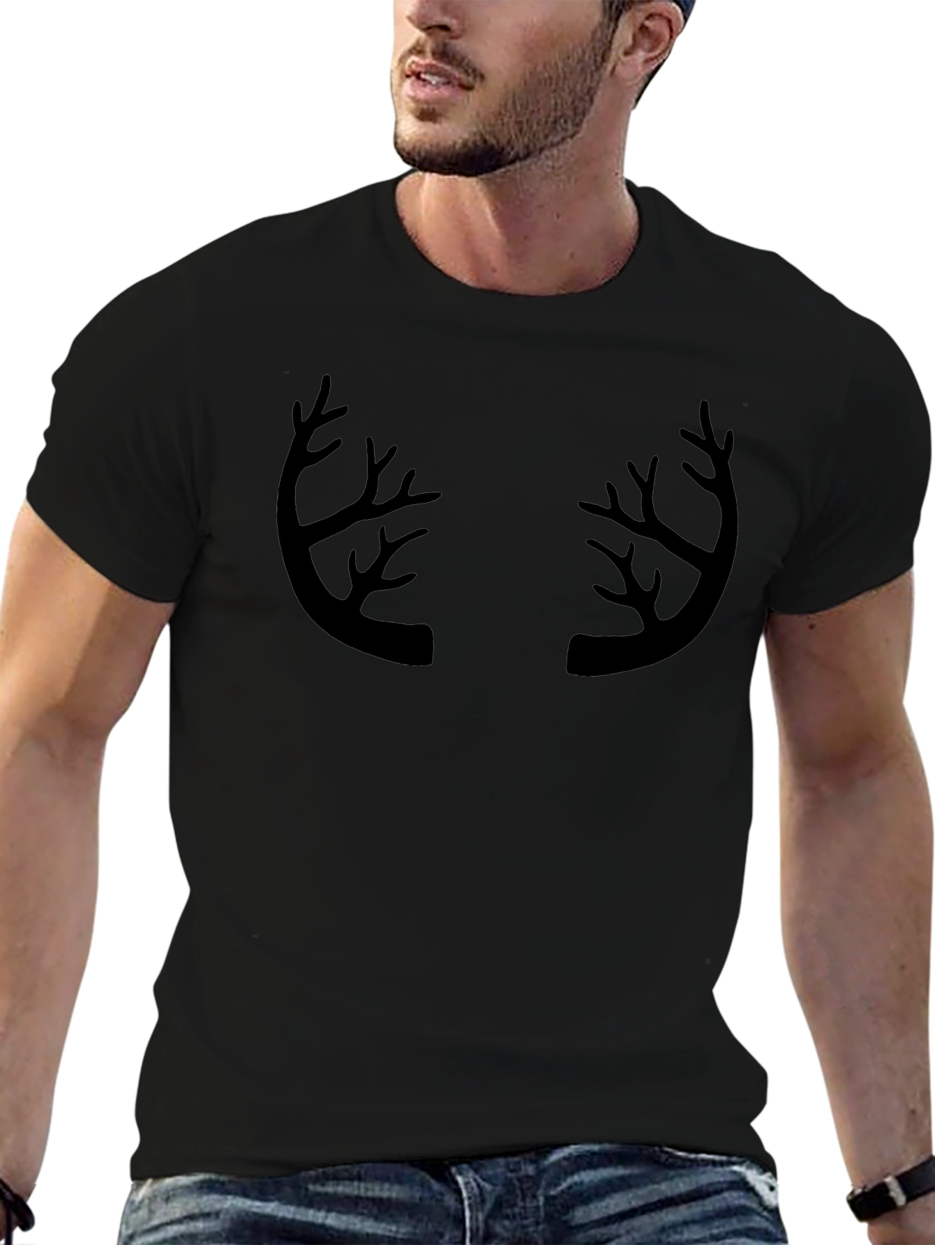Antler Graphic Print Crew Neck T-Shirt