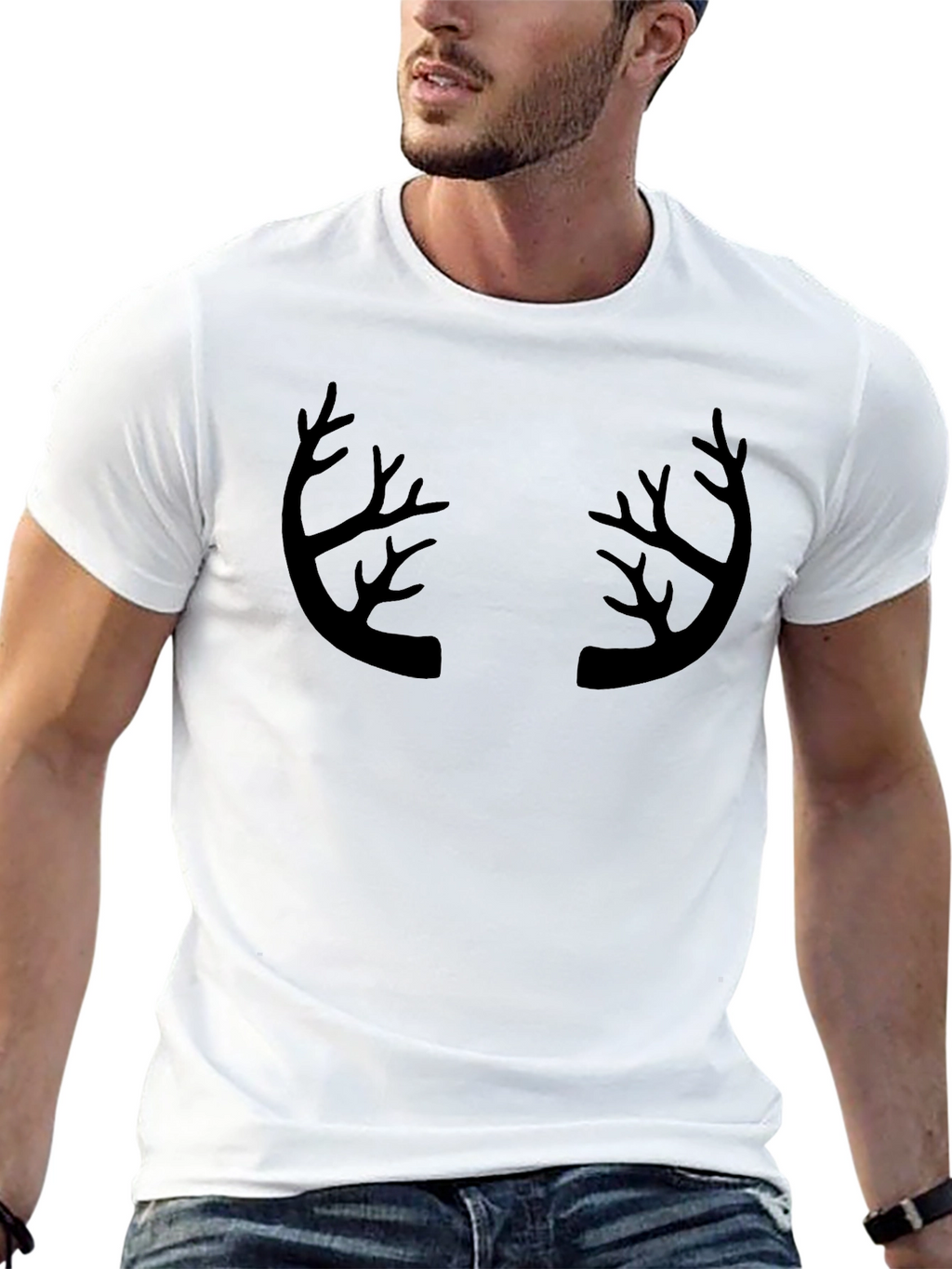 Antler Graphic Print Crew Neck T-Shirt