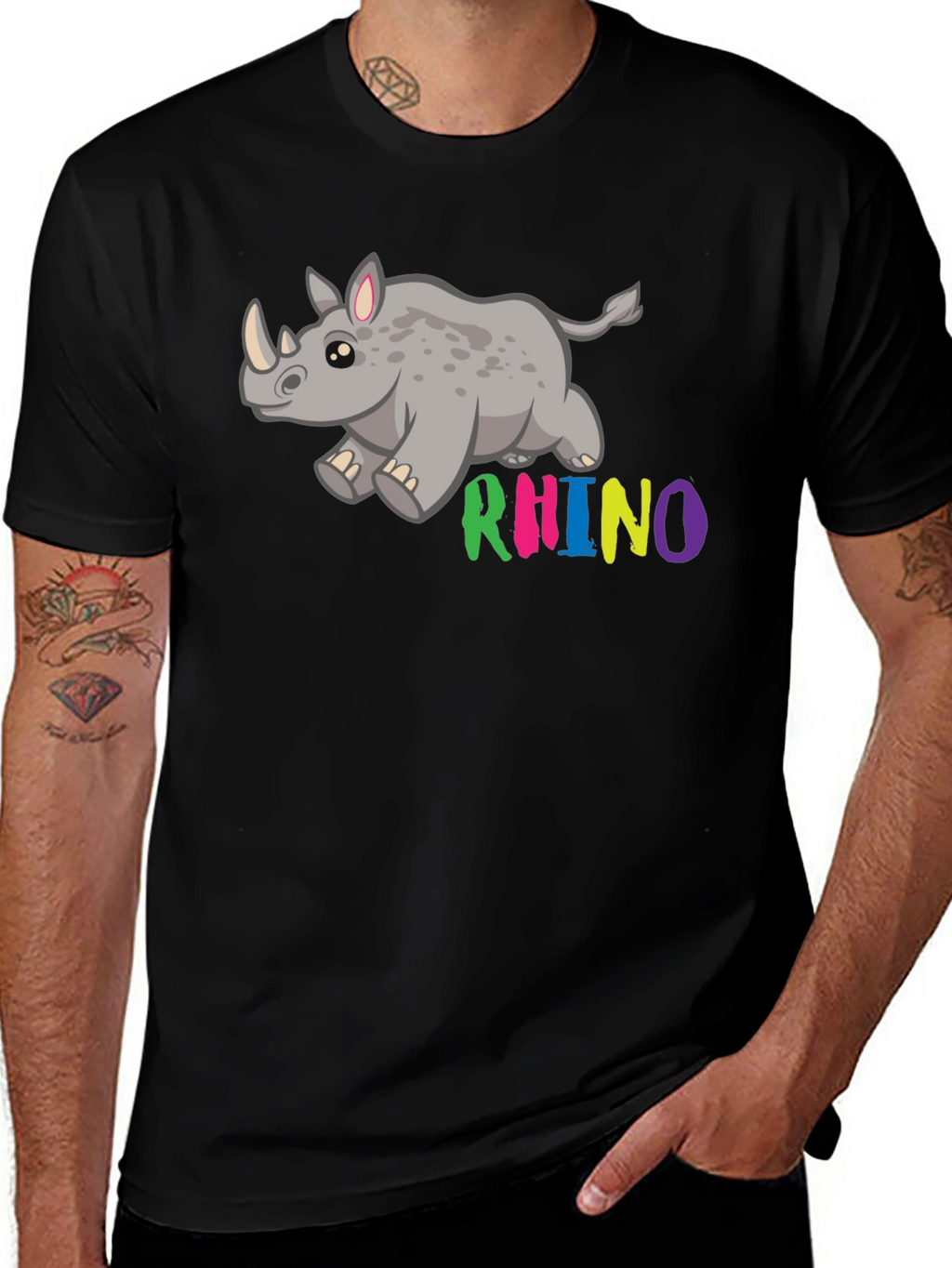 Cute Cartoon Rhino T-Shirt