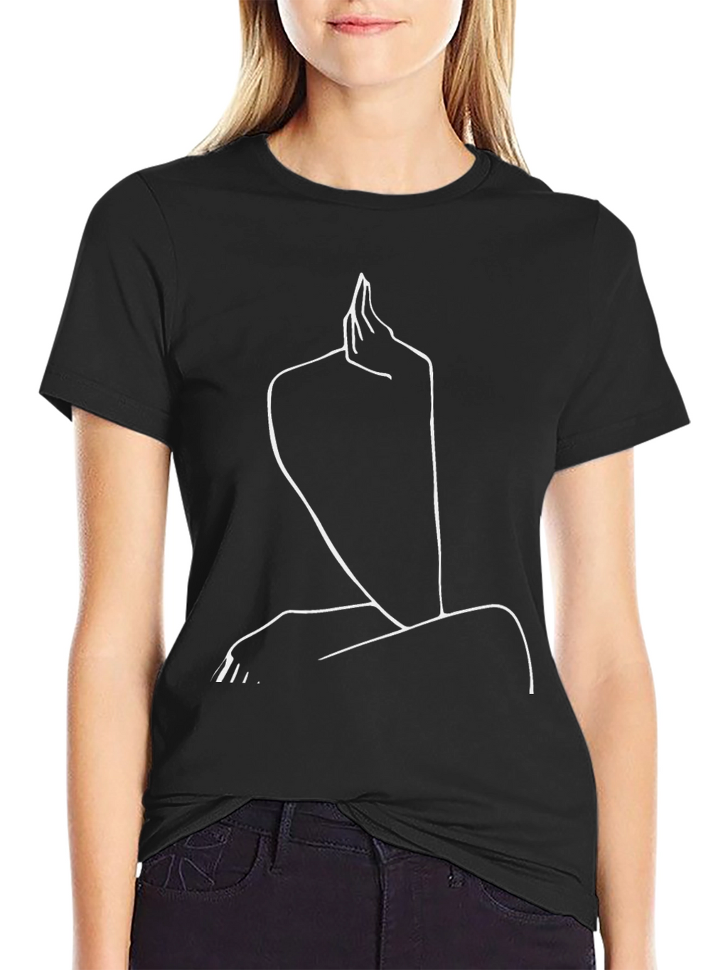Minimalist Black T-Shirt - Abstract Line Art