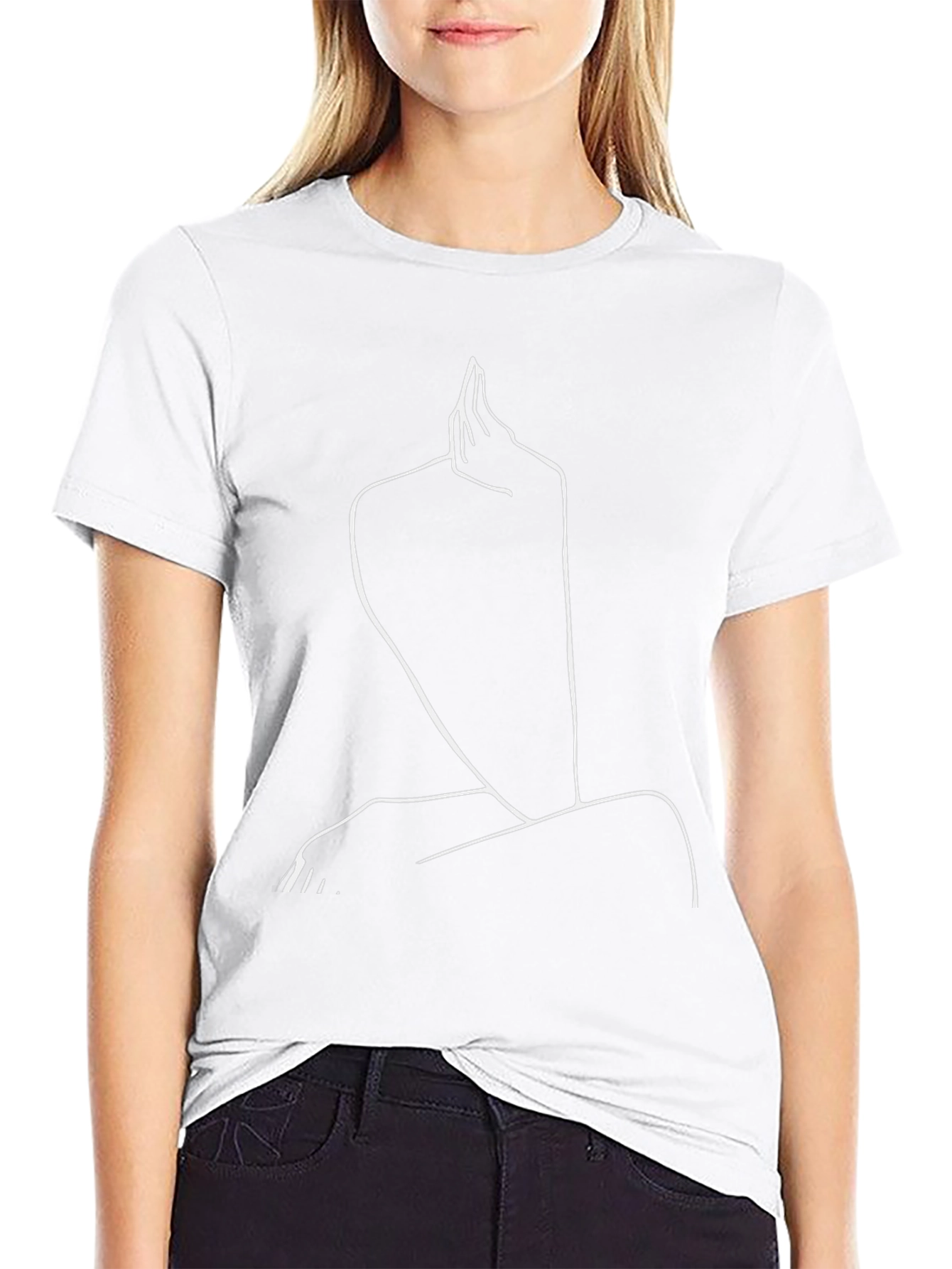 Minimalist Black T-Shirt - Abstract Line Art