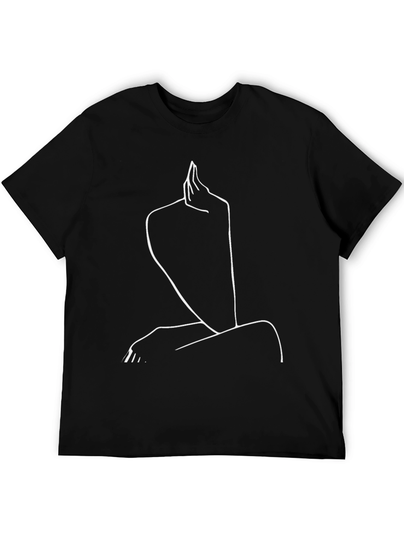 Minimalist Black T-Shirt - Abstract Line Art