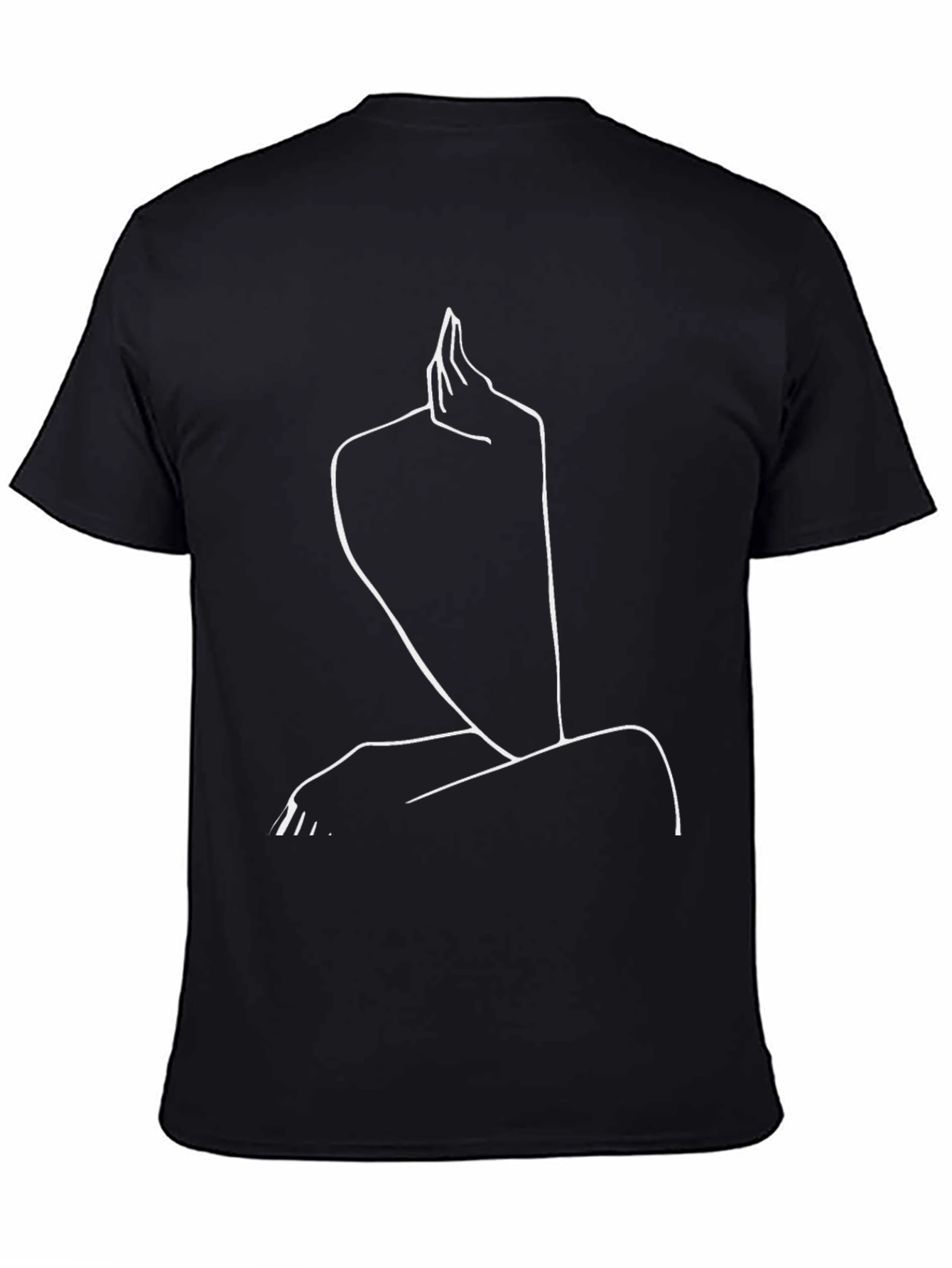 Minimalist Black T-Shirt - Abstract Line Art