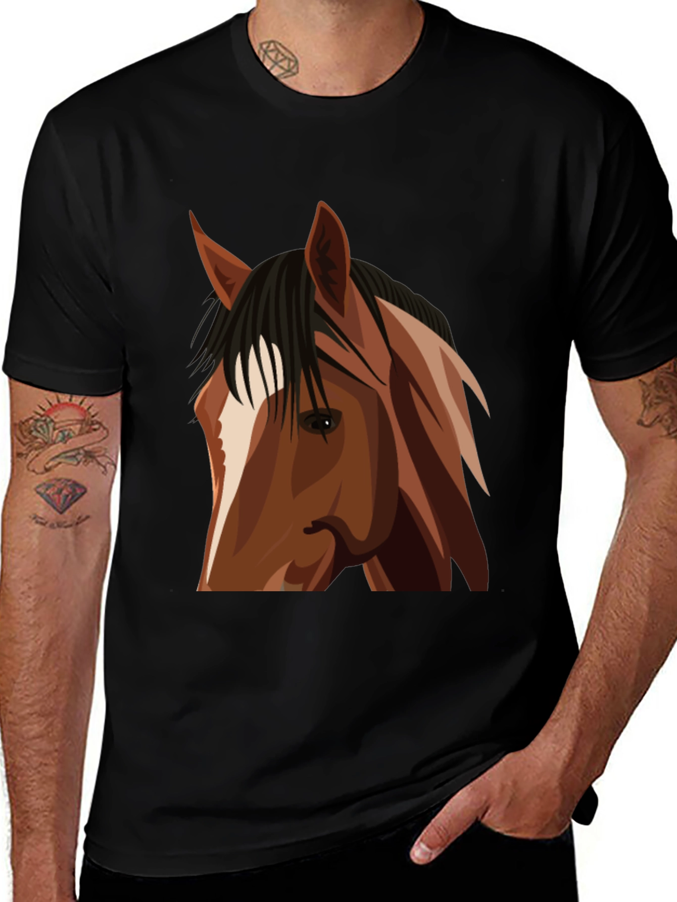 Horse Head Graphic Black T-Shirt