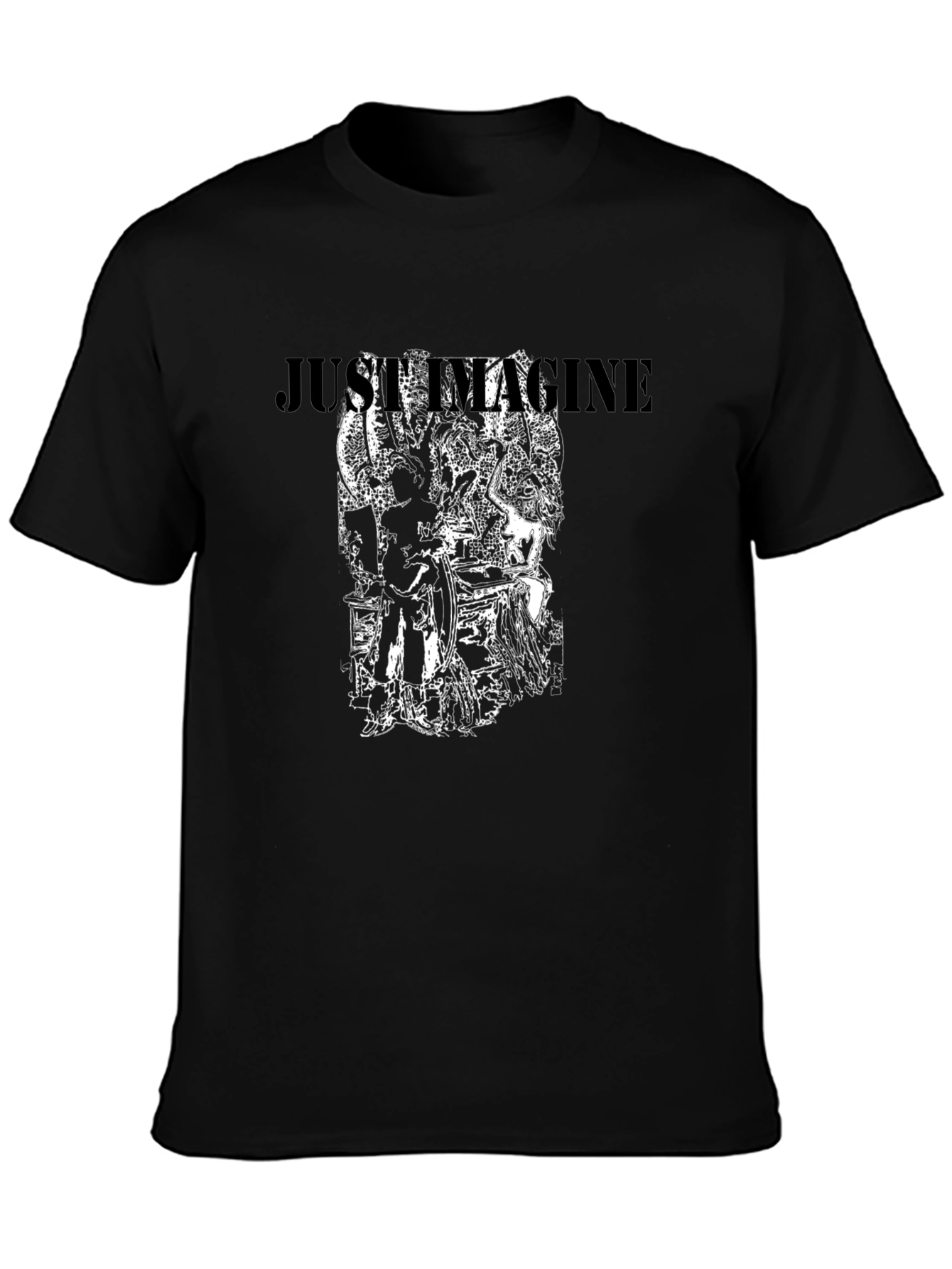 Just Imagine Graphic Print Black T-Shirt