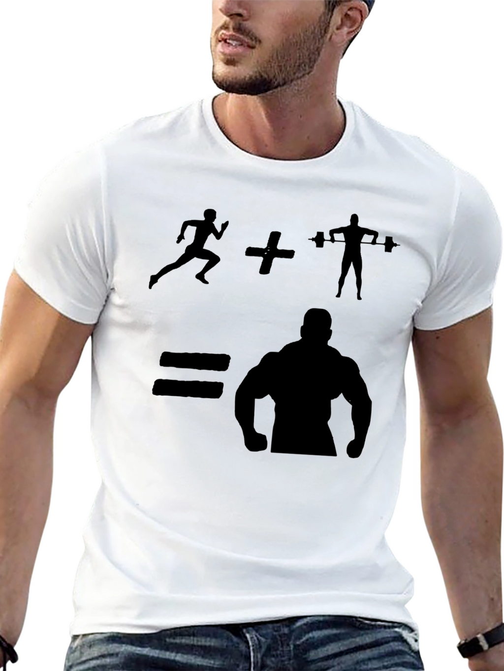 Gym Bodybuilding T-Shirt - Run + Lift = Muscle